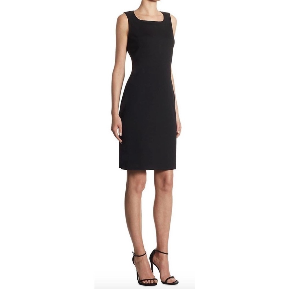Saint John Caviar Black Milano Classic Sheath Wool Blend Knit Dress 6 MSRP $795